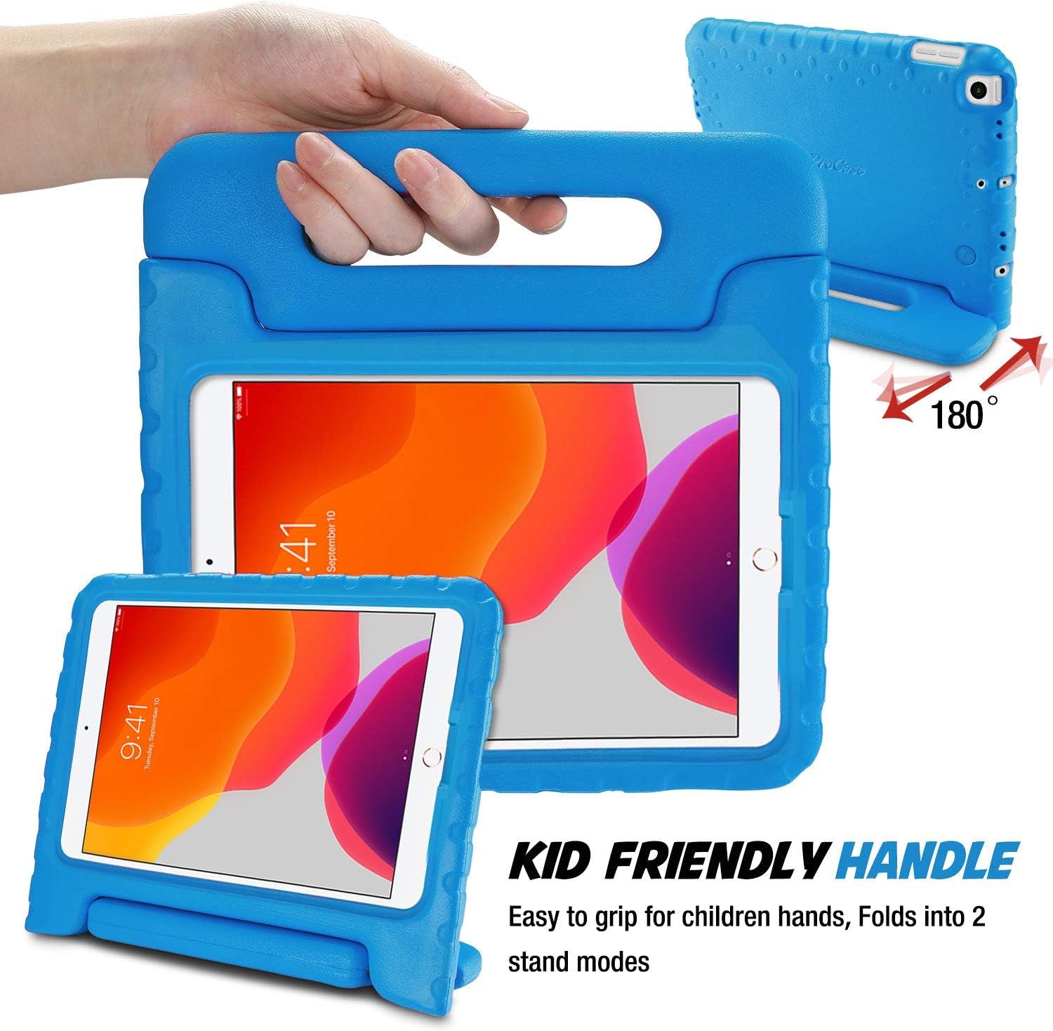 Kids Case for Ipad 9Th Generation/Ipad 8/Ipad 7, Ipad 10.2 Case 2021 2020 2019/Ipad Air 10.5/Ipad Pro 10.5 Kids Case, Shockproof Lightweight Case with Convertible Handle -Blue