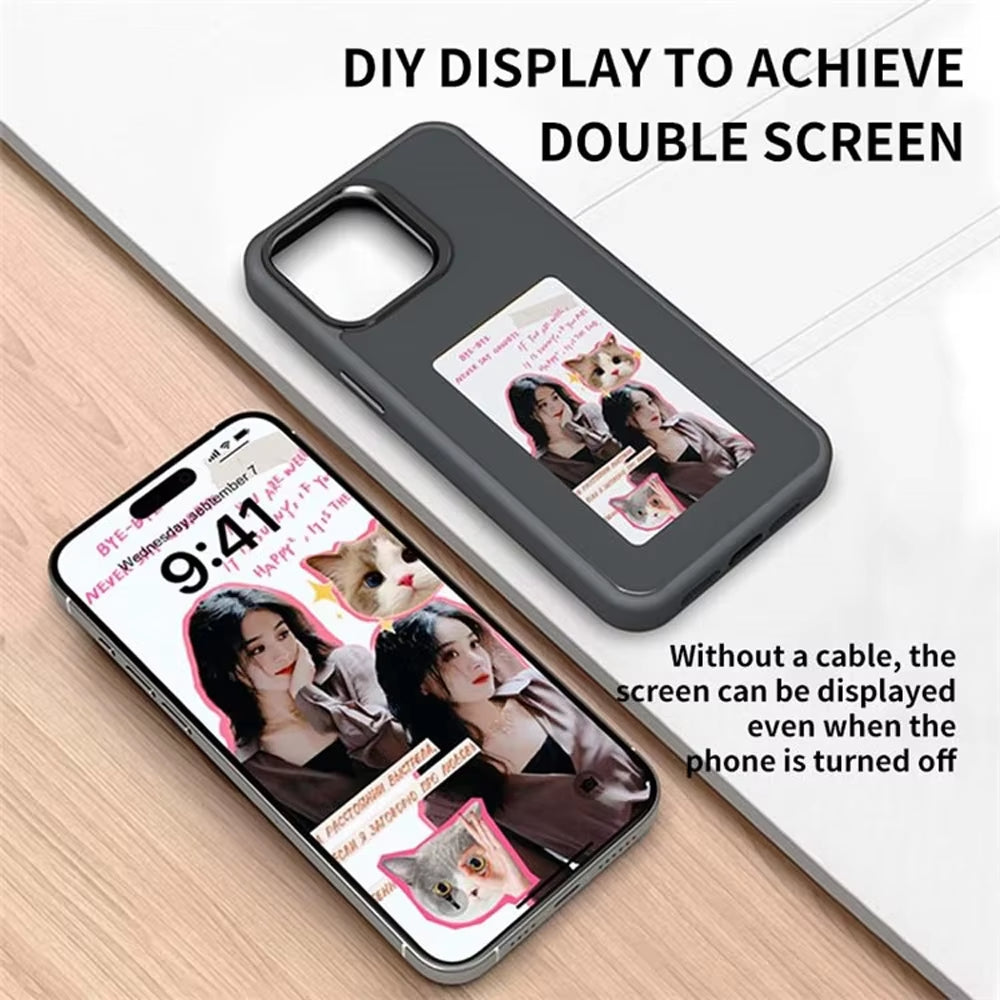 NFC Display Screen APP Smart Phone Case for Iphone 16 15 14 13 Pro Max DIY Phone Covers with Protector Back Fundas Battery Free