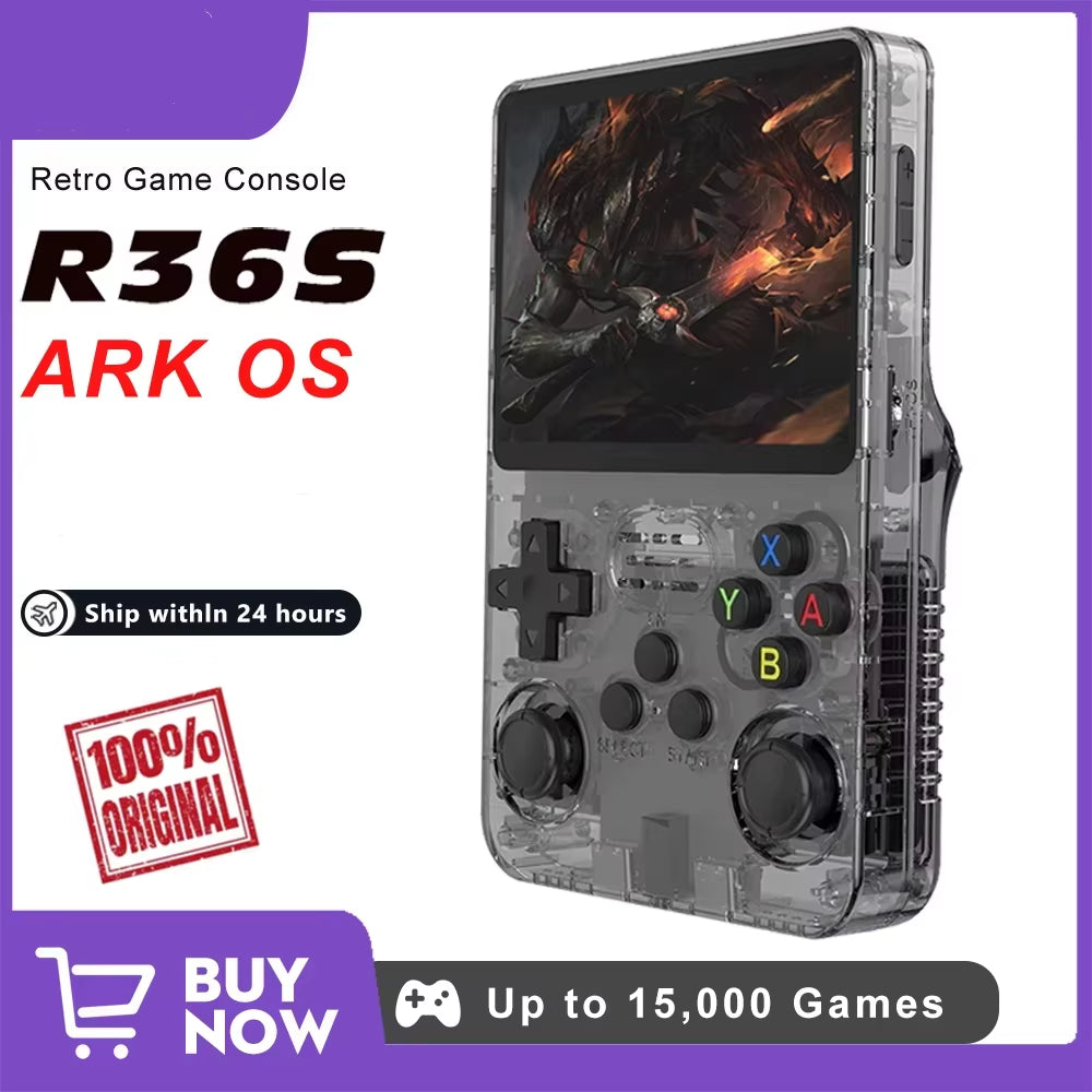R36S Retro Game Console Handheld Video Arkos 2.0 System 3.5 Inch Single Card Portable Pocket Video Player 64GB 128GB 20000 Games